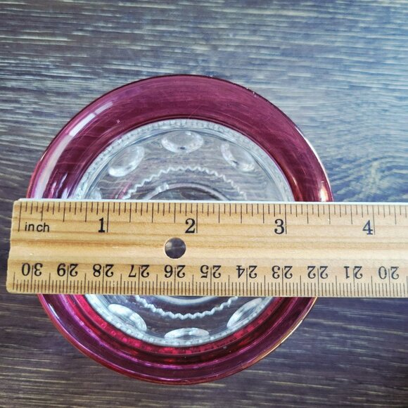 Vintage Tiffin King's Crown Cup & Saucer, 2 SETS, Cranberry & Clear c1950-65 USA - Picture 9 of 10